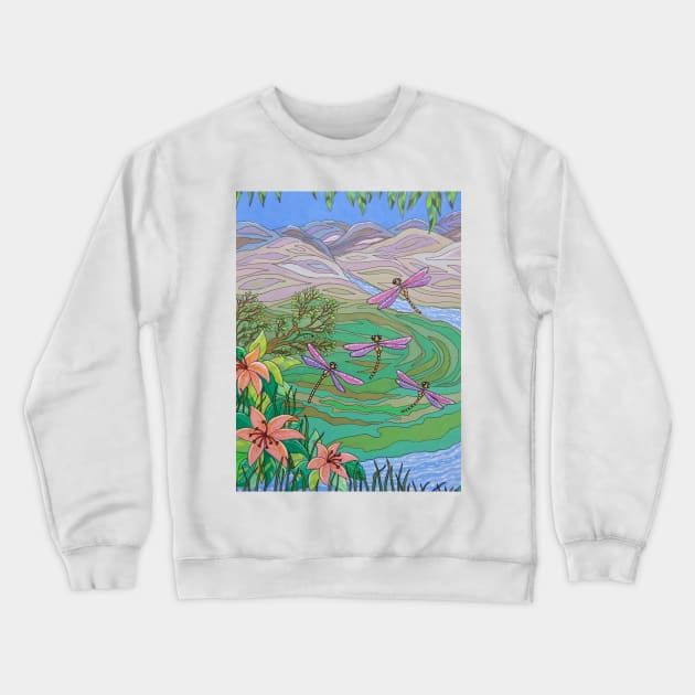 Dragonfly Paradise Crewneck Sweatshirt by SoozieWray